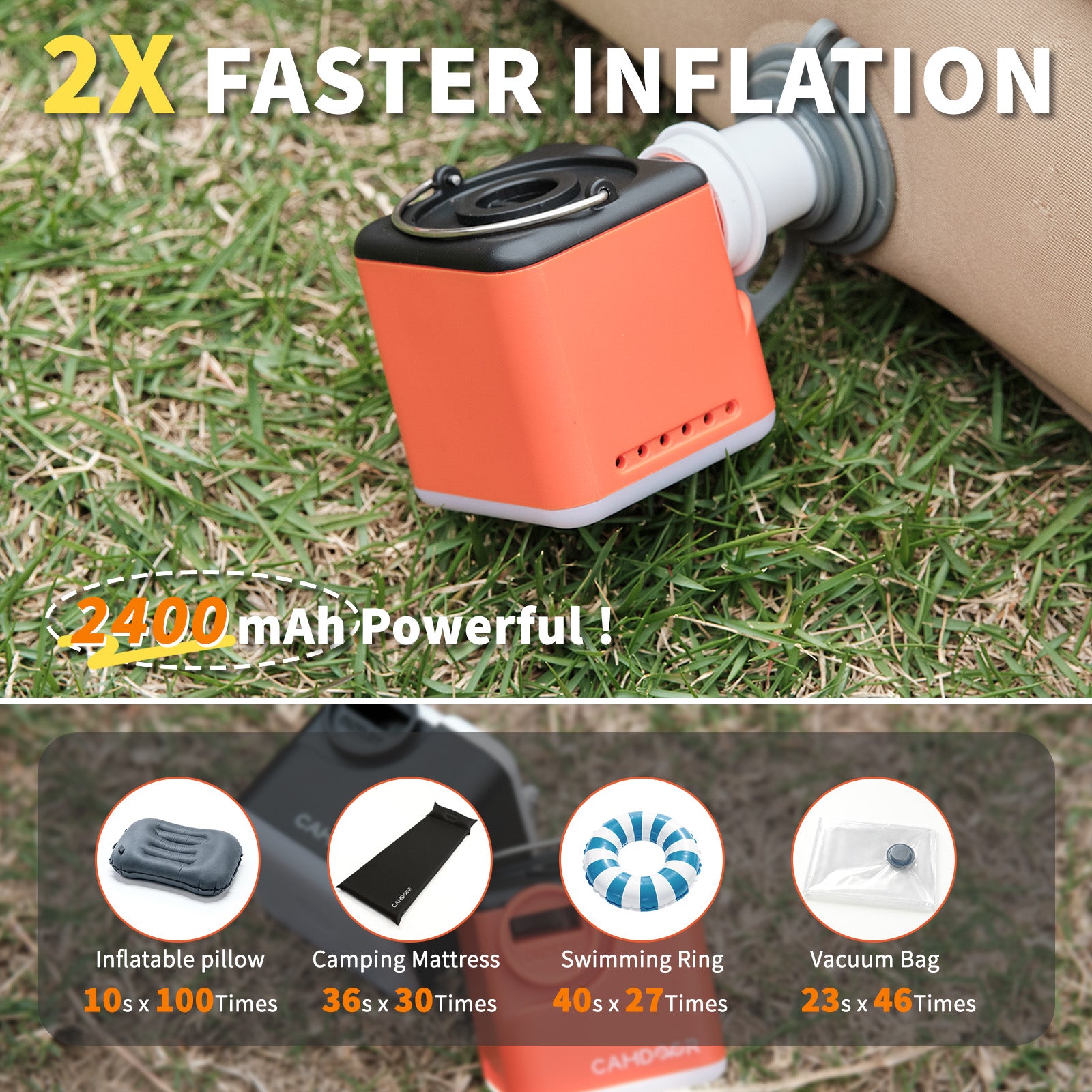 Portable Electric Air Pump with Camping Light