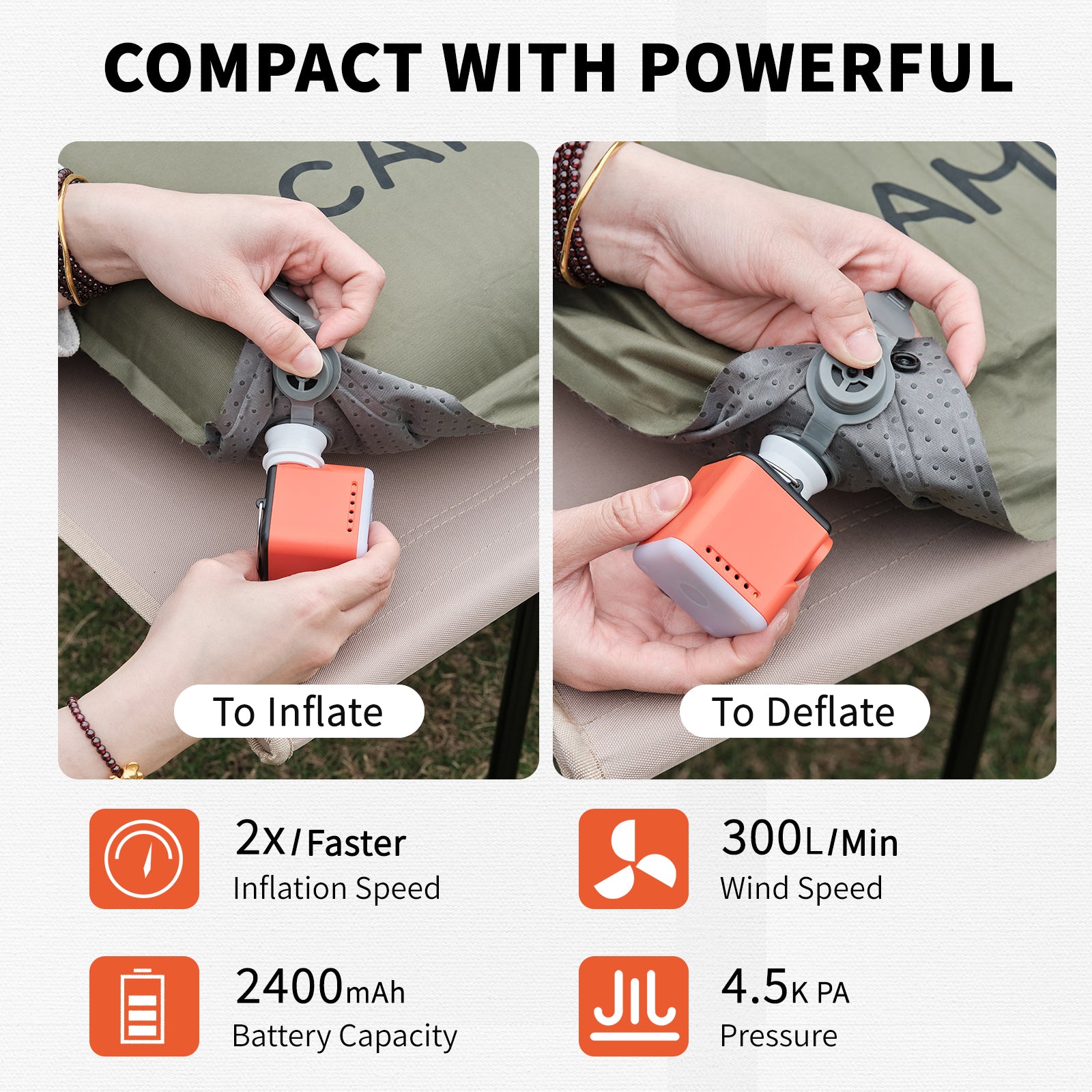 Portable Electric Air Pump with Camping Light