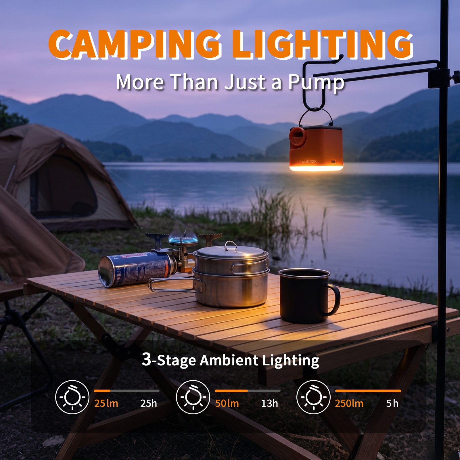 Portable Electric Air Pump with Camping Light