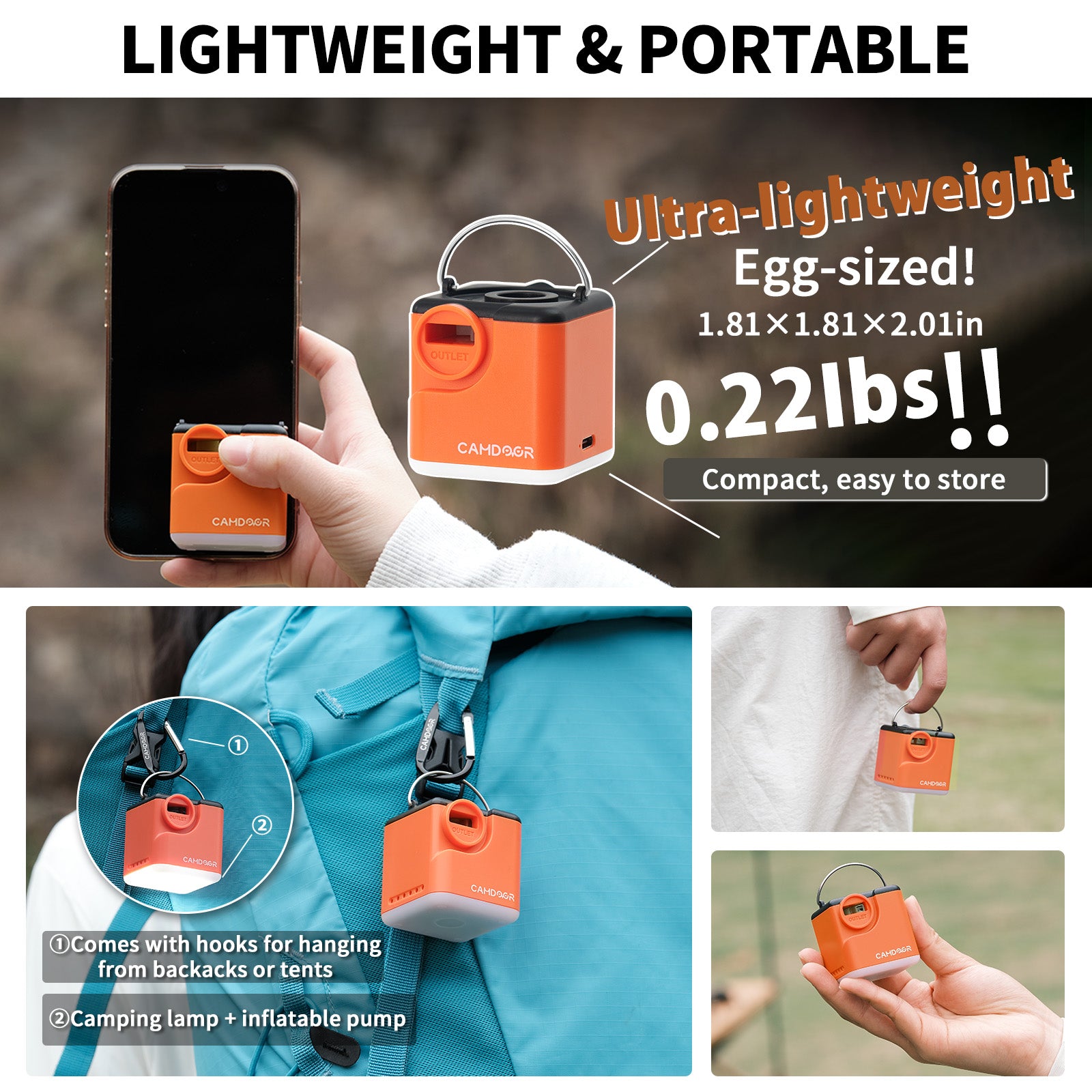 Portable Electric Air Pump with Camping Light