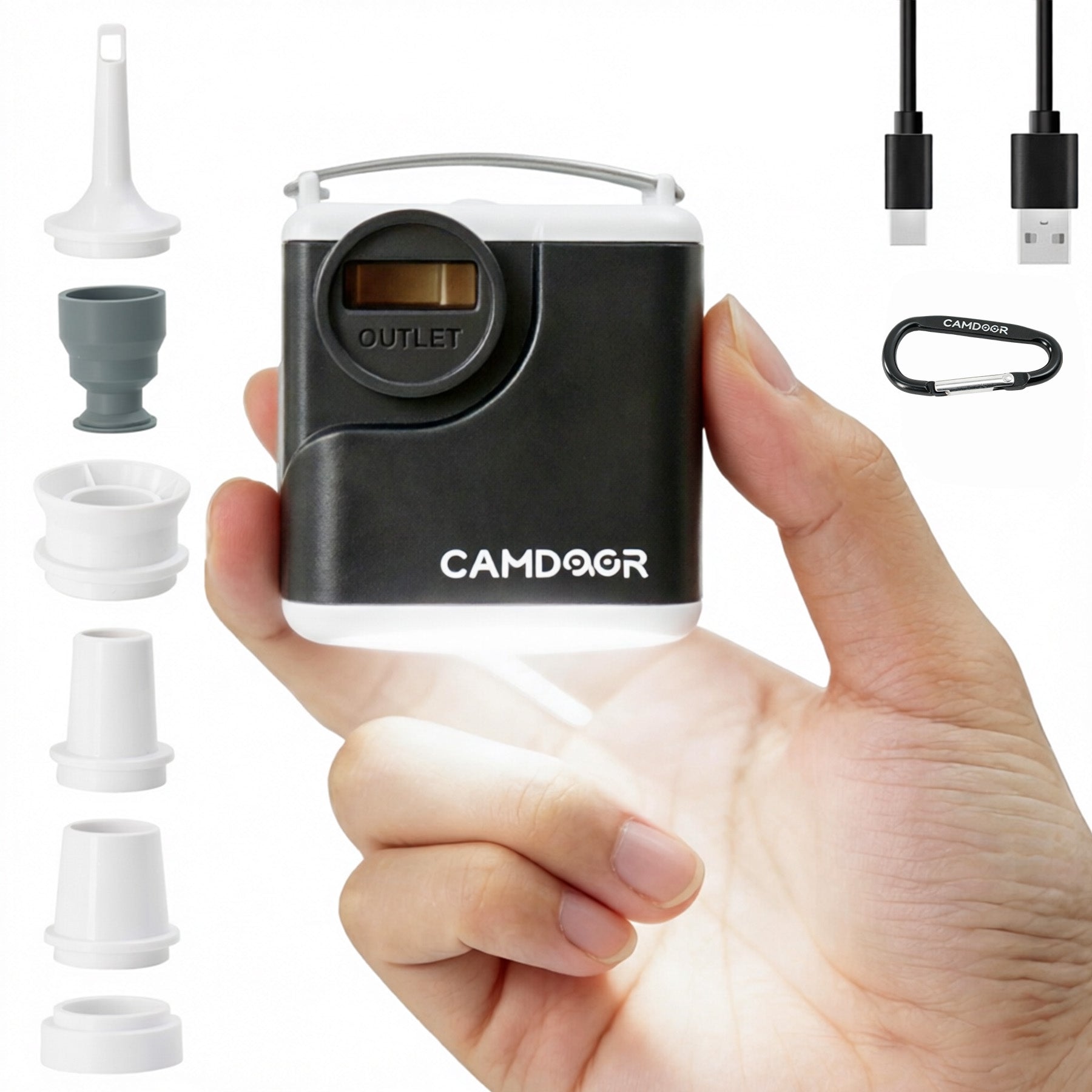 Portable Electric Air Pump with Camping Light